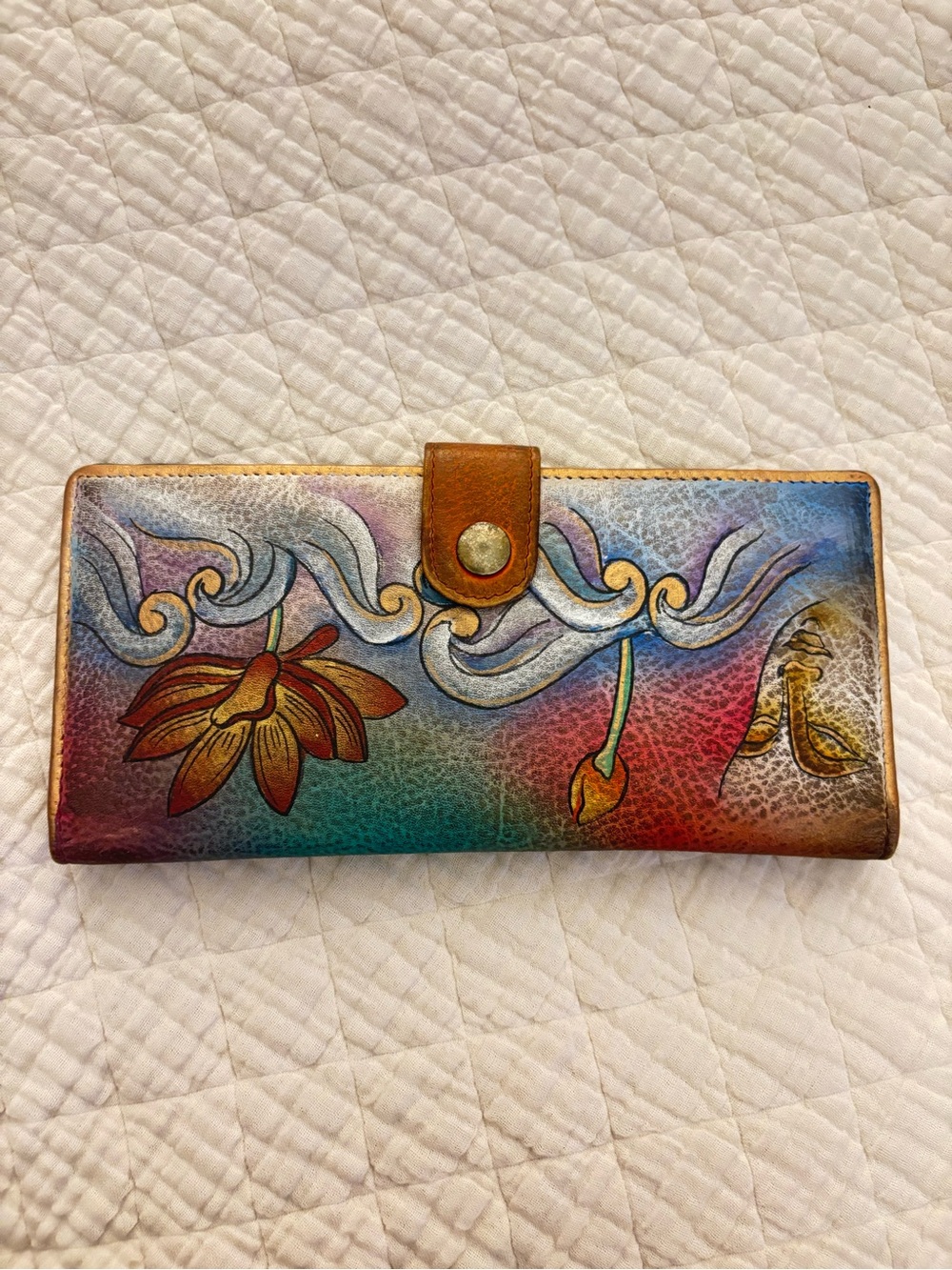 ANUSCHKA HAND-PAINTED LEATHER WALLET - Picture 2 of 12